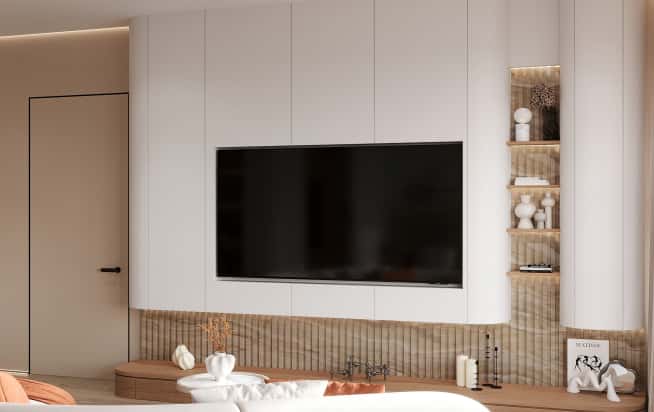 Дизайн и ремонт квартиры в ЖК Эмеральд в стиле бионика. Гостиная, фото 5