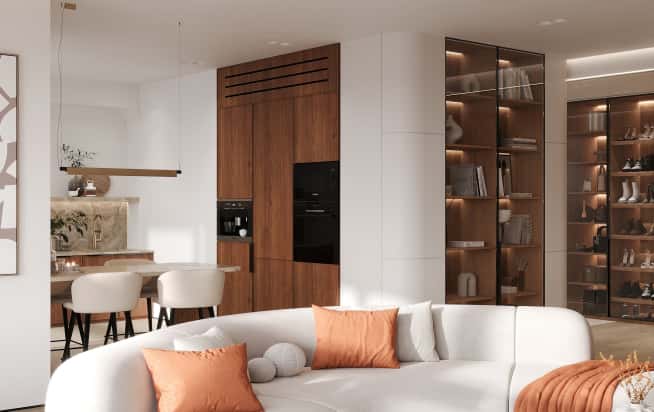 Дизайн и ремонт квартиры в ЖК Эмеральд в стиле бионика. Гостиная, фото 7