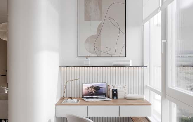 Дизайн и ремонт квартиры в ЖК Эмеральд в стиле бионика. Кухня с балконом, фото 1