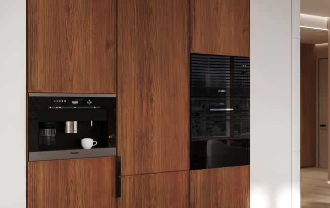 Дизайн и ремонт квартиры в ЖК Эмеральд в стиле бионика. Кухня с балконом, фото 4