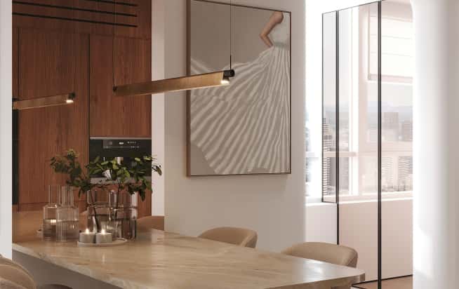 Дизайн и ремонт квартиры в ЖК Эмеральд в стиле бионика. Кухня с балконом, фото 5