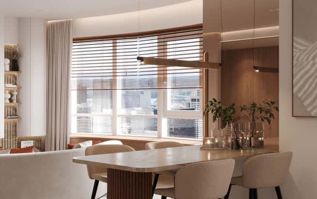 Дизайн и ремонт квартиры в ЖК Эмеральд в стиле бионика. Кухня с балконом, фото 6