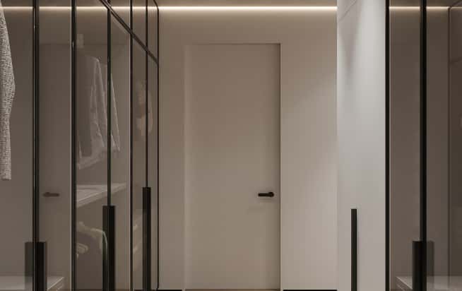 Дизайн и ремонт квартиры в ЖК Эмеральд в стиле бионика. Мастер-гардеробная, фото 1