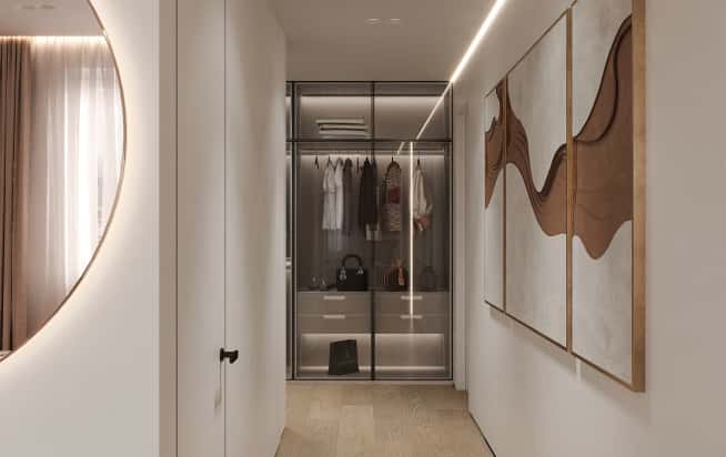 Дизайн и ремонт квартиры в ЖК Эмеральд в стиле бионика. Мастер-гардеробная, фото 2