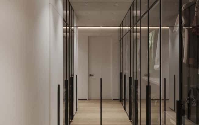 Дизайн и ремонт квартиры в ЖК Эмеральд в стиле бионика. Мастер-гардеробная