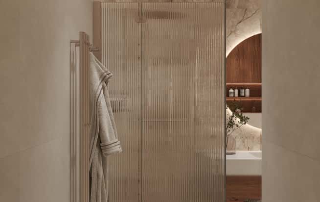 Дизайн и ремонт квартиры в ЖК Эмеральд в стиле бионика. Мастер-санузел, фото 1