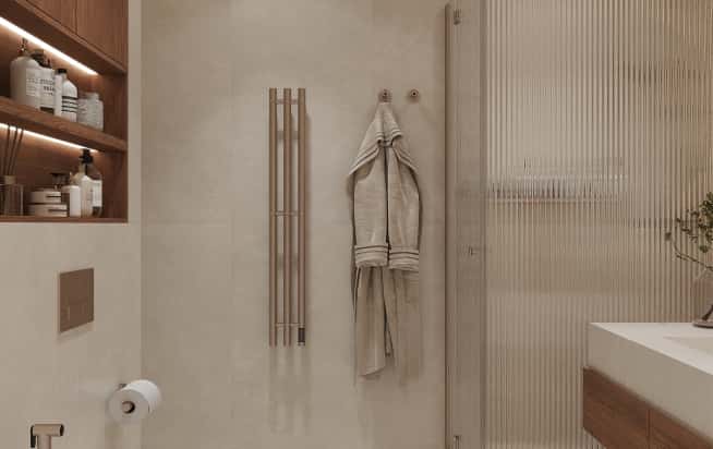 Дизайн и ремонт квартиры в ЖК Эмеральд в стиле бионика. Мастер-санузел, фото 5