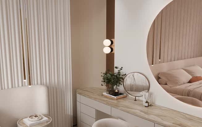 Дизайн и ремонт квартиры в ЖК Эмеральд в стиле бионика. Мастер-спальня, фото 7