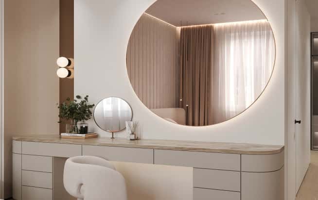 Дизайн и ремонт квартиры в ЖК Эмеральд в стиле бионика. Мастер-спальня, фото 8