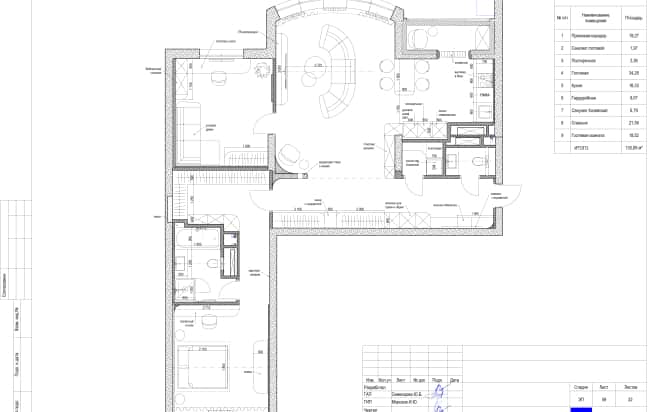 Дизайн и ремонт квартиры в ЖК Эмеральд в стиле бионика. Планировка