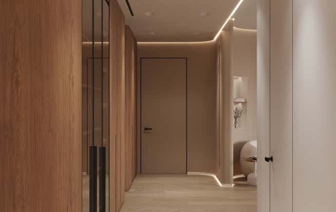 Дизайн и ремонт квартиры в ЖК Эмеральд в стиле бионика. Прихожая и коридор, фото 1