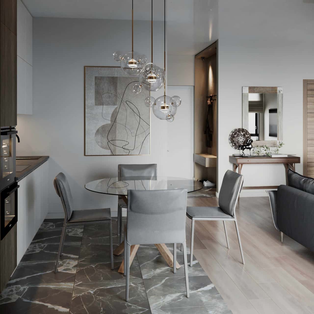 Напольное покрытие в кухне-гостиной