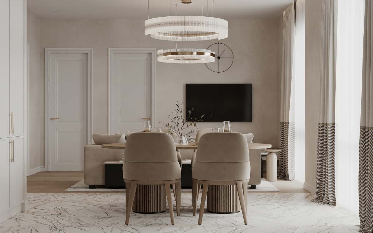 Гостиная в тёплом белом