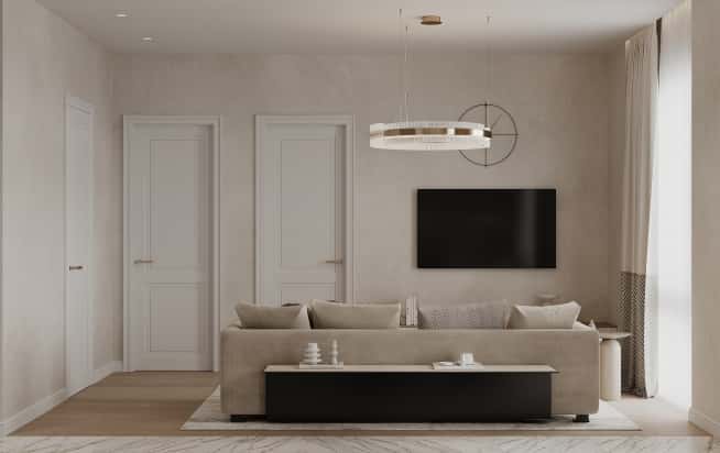 Дизайн и ремонт квартиры в ЖК Филисити в стиле современная классика. Кухня-гостиная, фото 1