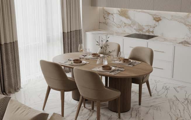 Дизайн и ремонт квартиры в ЖК Филисити в стиле современная классика. Кухня-гостиная