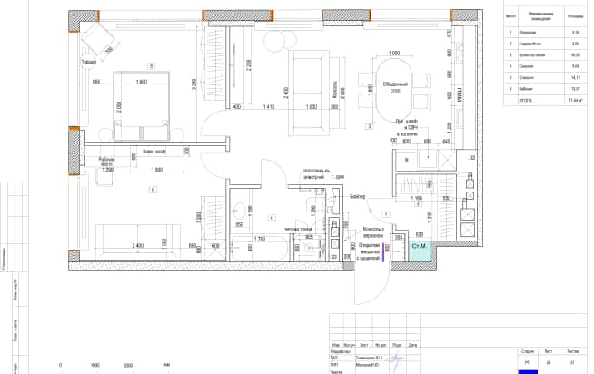 Дизайн и ремонт квартиры в ЖК Филисити в стиле современная классика. Планировка
