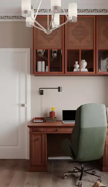 Дизайн и ремонт квартиры в ЖК «Город на реке Тушино-2018» в стиле современная классика. Кабинет