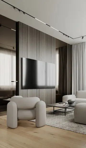 ЖК Homecity. Новаторская форма кресла создаёт в интерьере атмосферу фантастического фильма