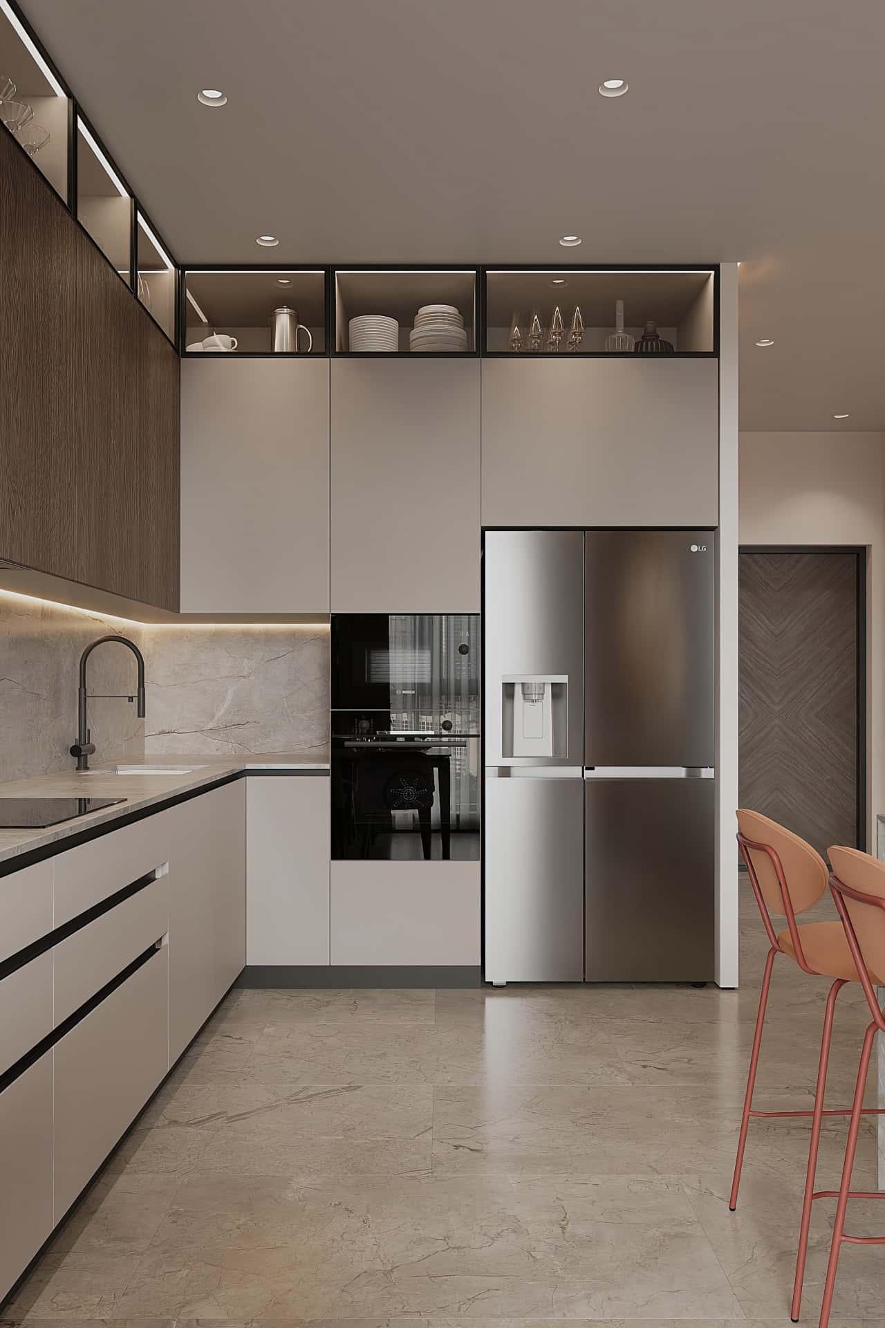 Дизайн и ремонт квартиры в ЖК iLove — Со вкусом кофе, 120 м2. Кухня-гостиная, фото 2