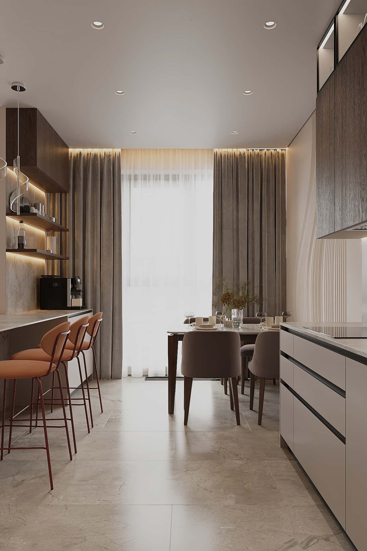 Дизайн и ремонт квартиры в ЖК iLove — Со вкусом кофе, 120 м2. Кухня-гостиная, фото 3