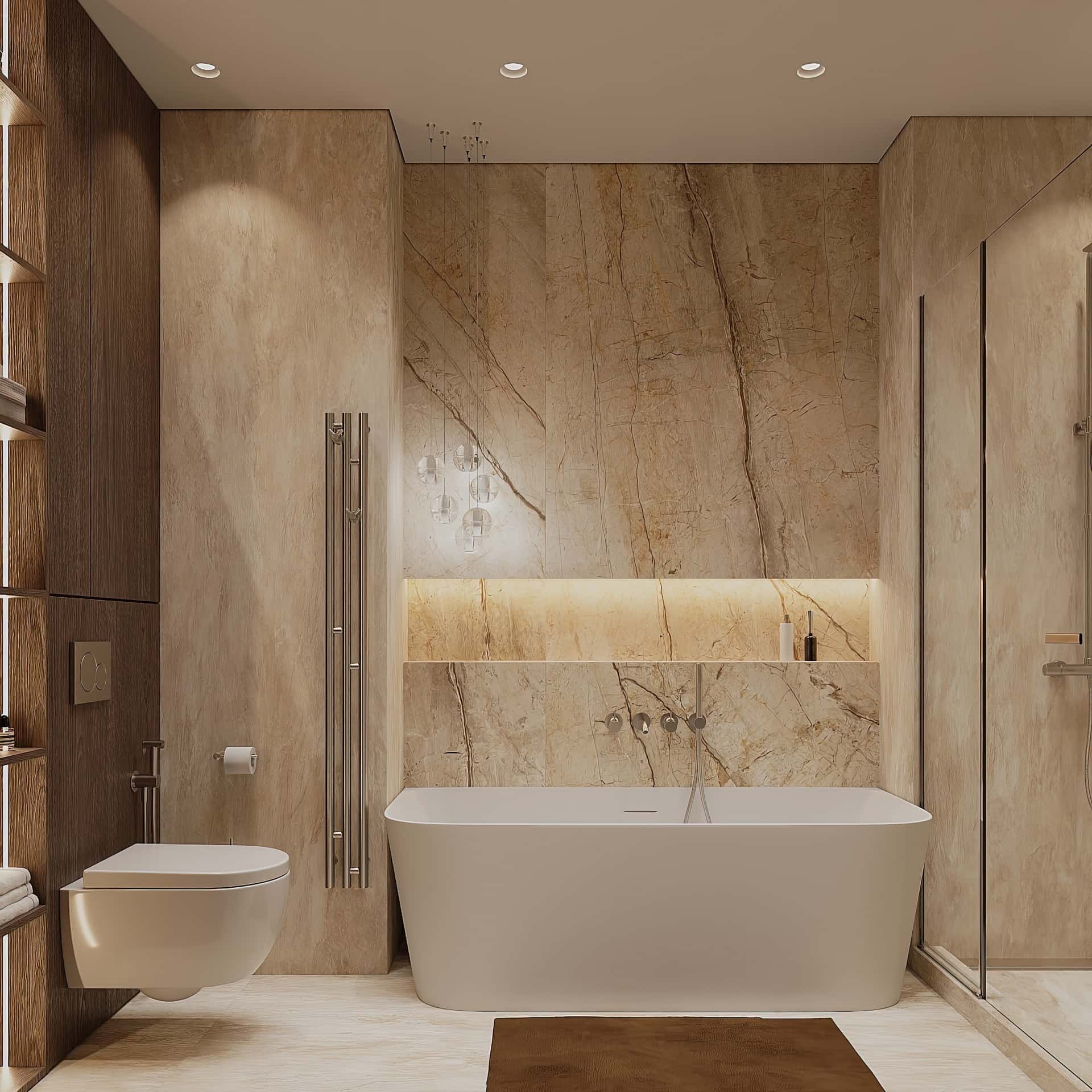 Дизайн и ремонт квартиры в ЖК iLove — Со вкусом кофе, 120 м2. Ванная