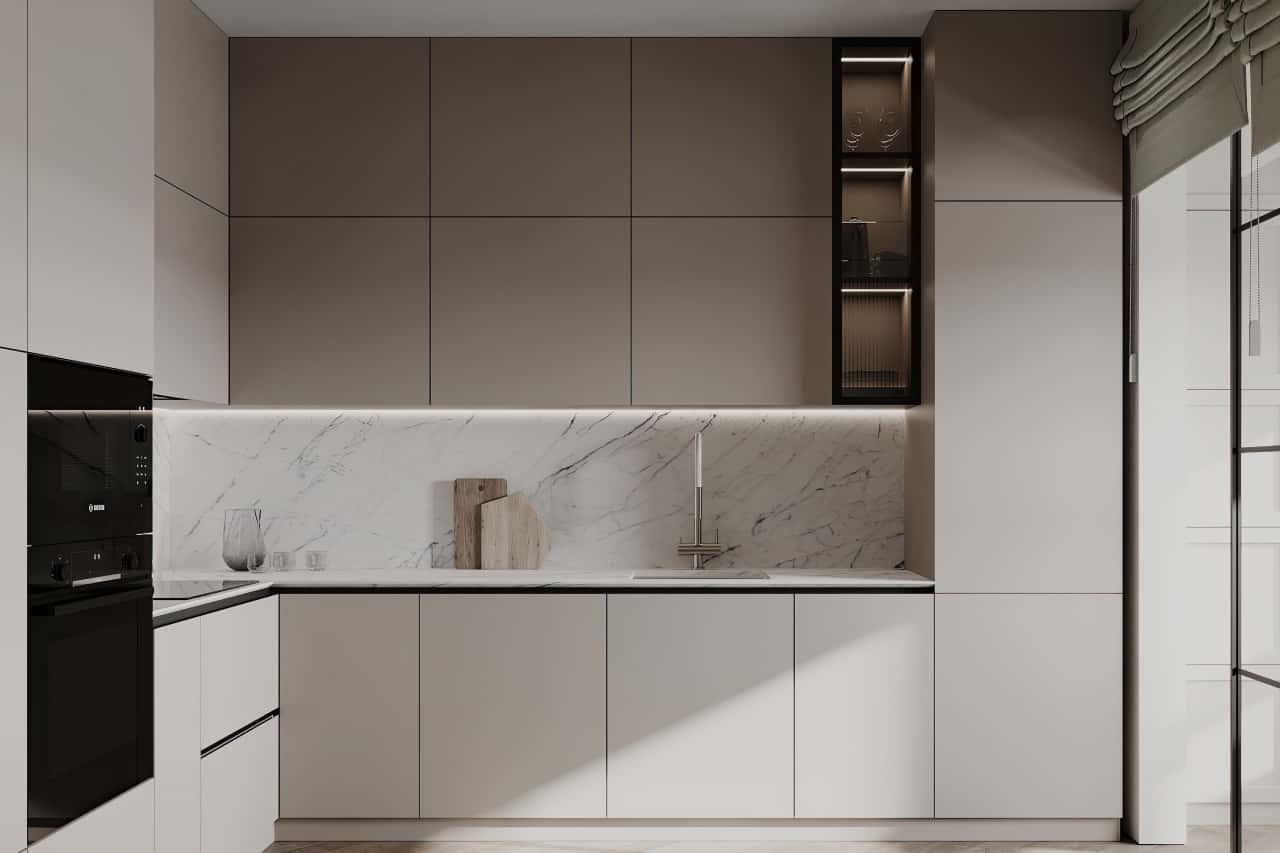 Лаконичная светлая кухня
