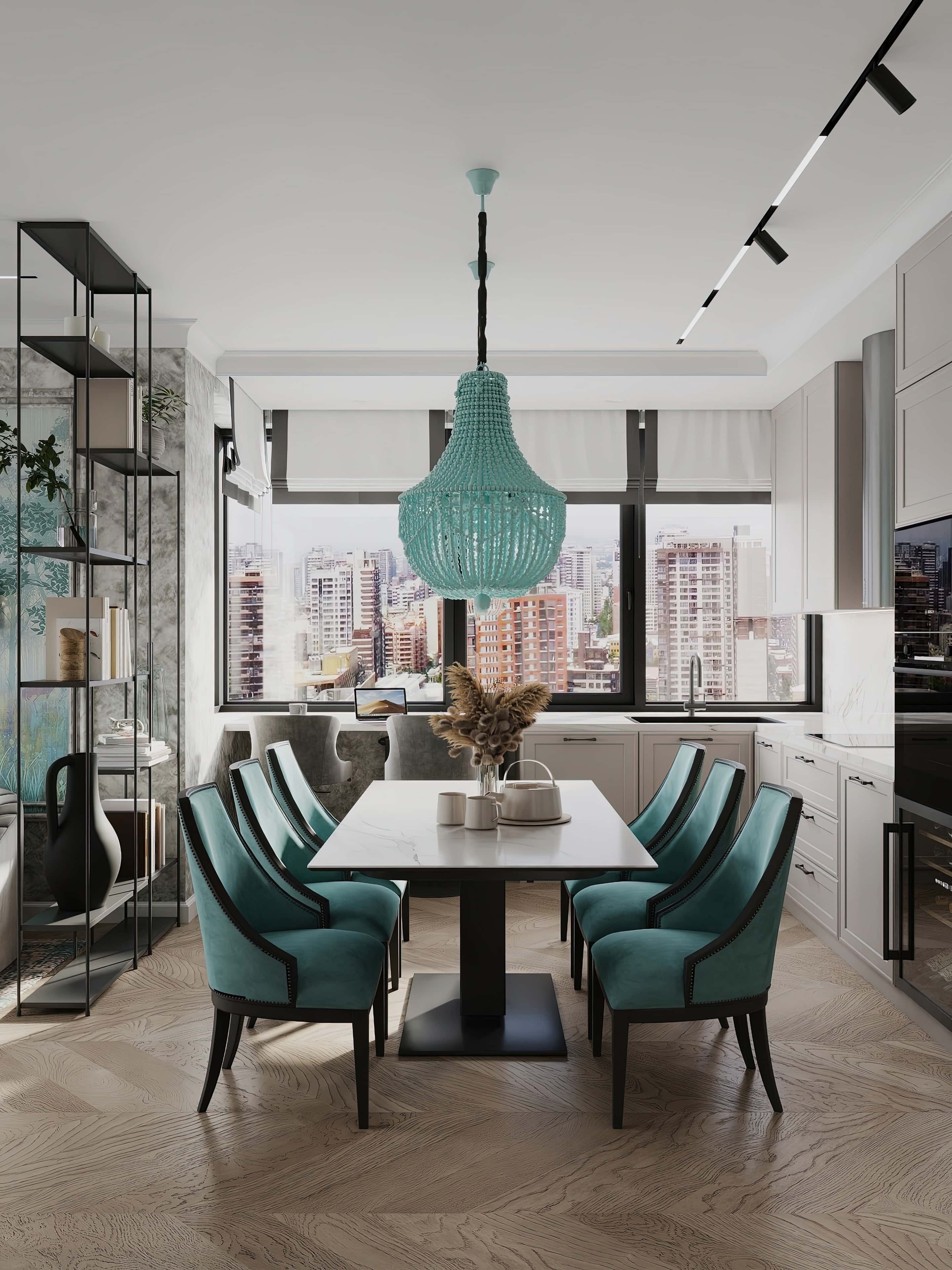 Оформление интерьера кухни-гостиной. Фото № 81379.