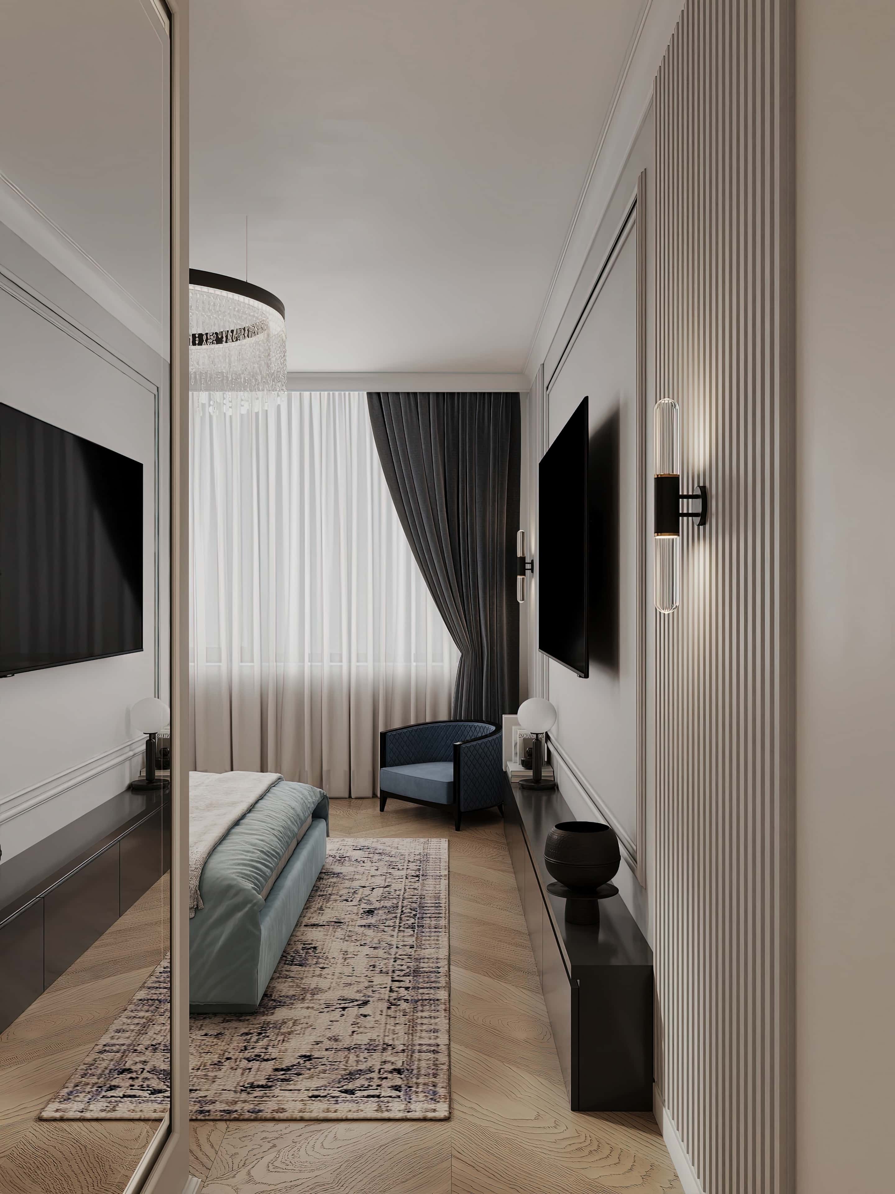 Оформление интерьера спальни. Фото № 81363.