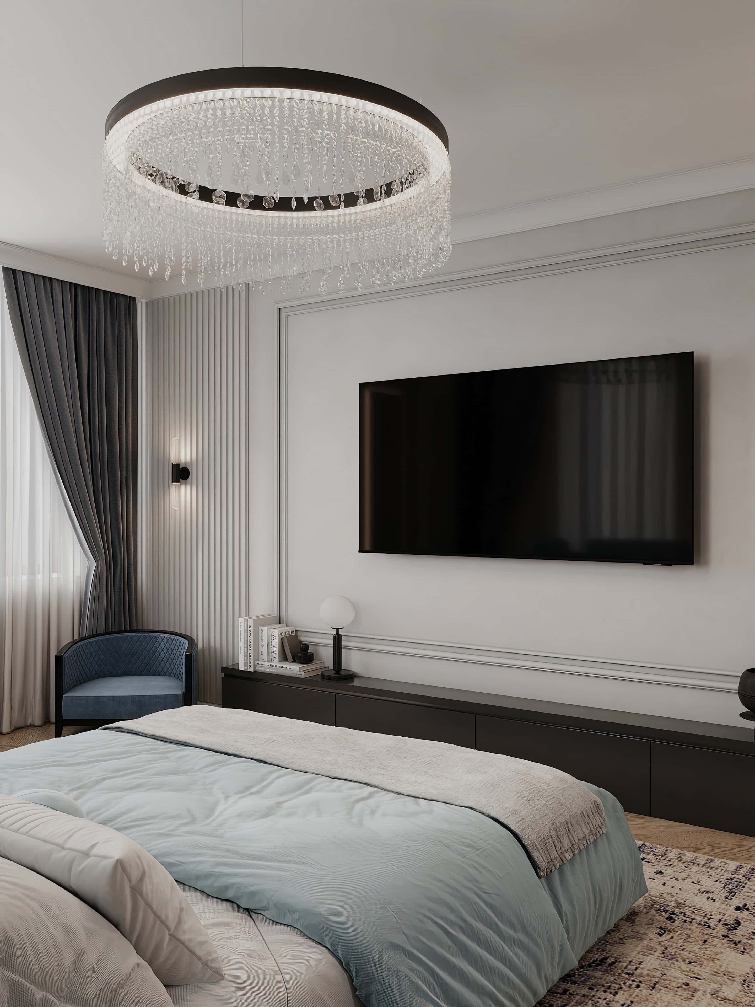 Оформление интерьера спальни. Фото № 81359.