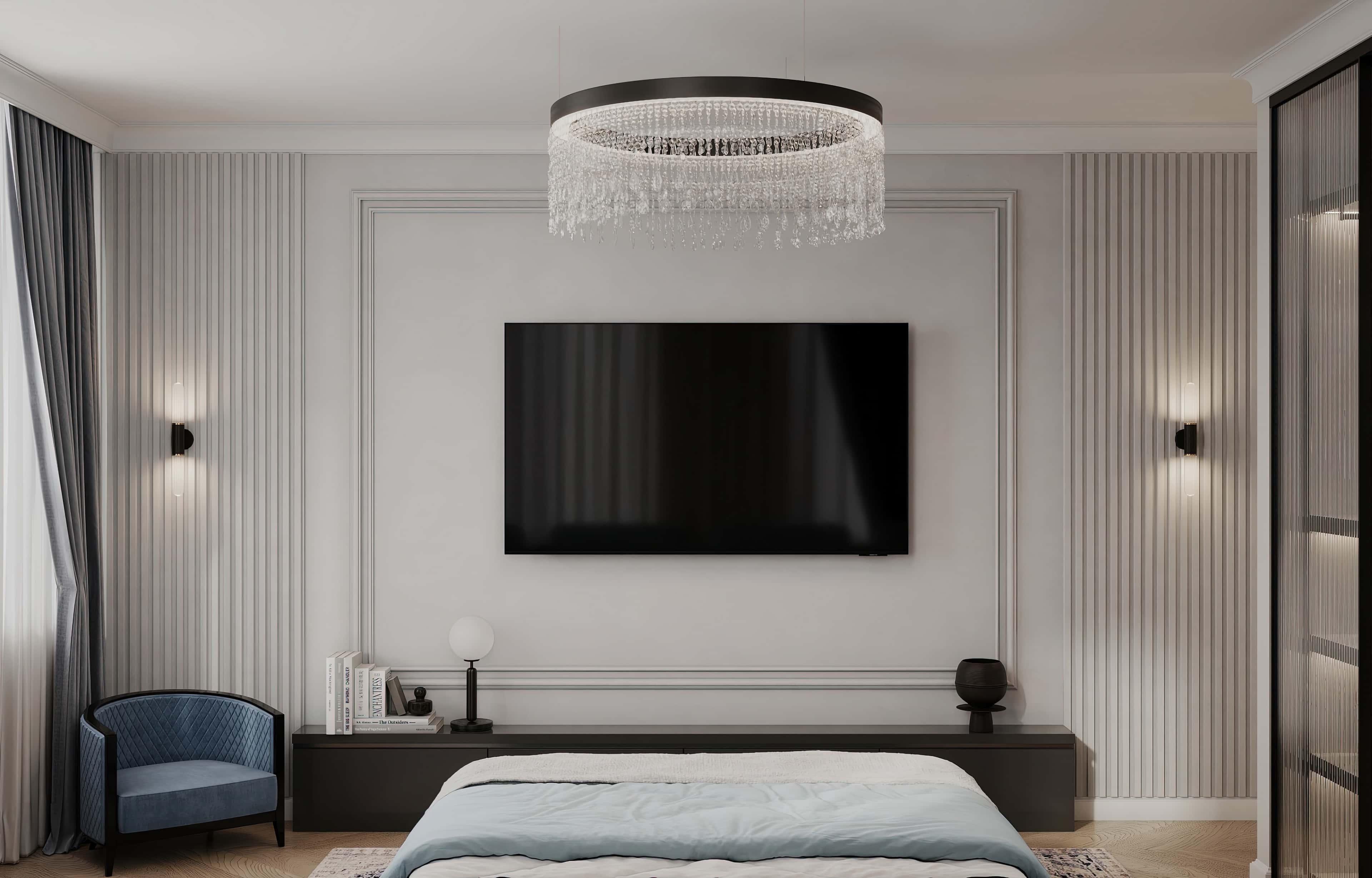 Оформление интерьера спальни. Фото № 81362.