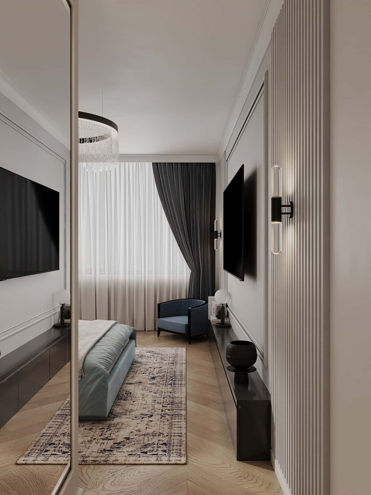 Дизайн и ремонт квартиры в ЖК Хэдлайнер — Диалог поколений, 93 м2. Спальня, фото 1