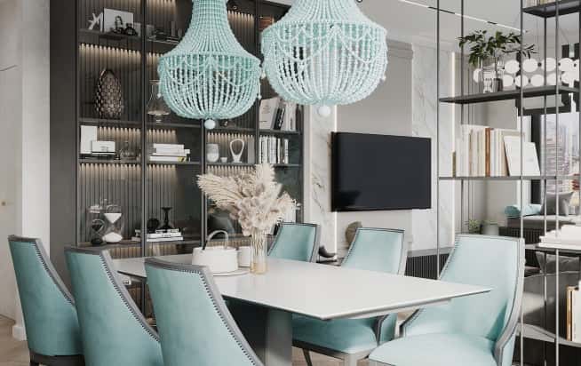 Дизайн и ремонт квартиры в ЖК Хэдлайнер в стиле современная классика. Кухня-гостиная, фото 15