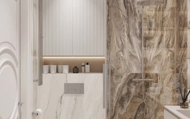 Дизайн и ремонт квартиры в ЖК Хэдлайнер в стиле современная классика. Санузел, фото 3