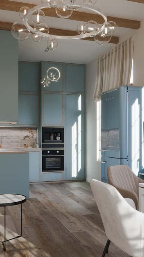 Дизайн и ремонт квартиры в ЖК «Хилл-8» — Бирюзовая Тоскана