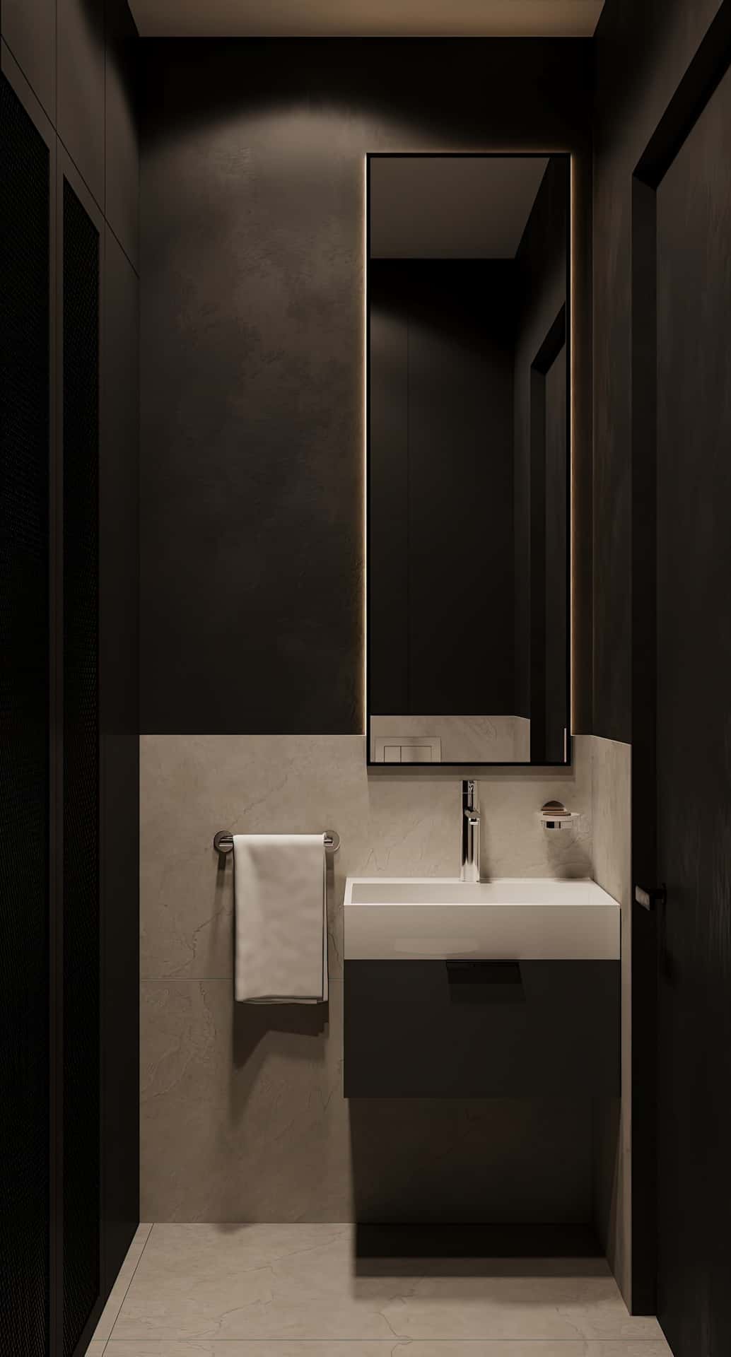Дизайн и ремонт квартиры в ЖК Мод — В жерле вулкана, 66 м2. Санузел-постирочная, фото 1