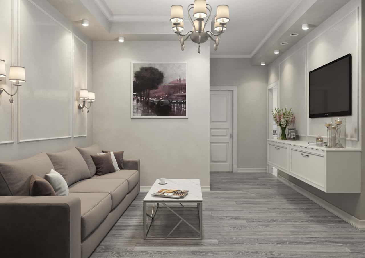 Пол из серой древесины