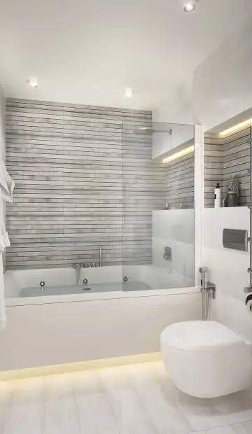 ЖК «Новоясеневский». Стенка с украшением в виде серебристых деревянных панелей