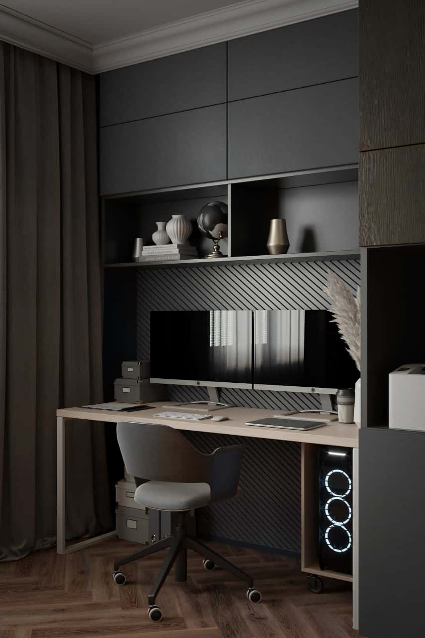 Кабинет в тёмных тонах