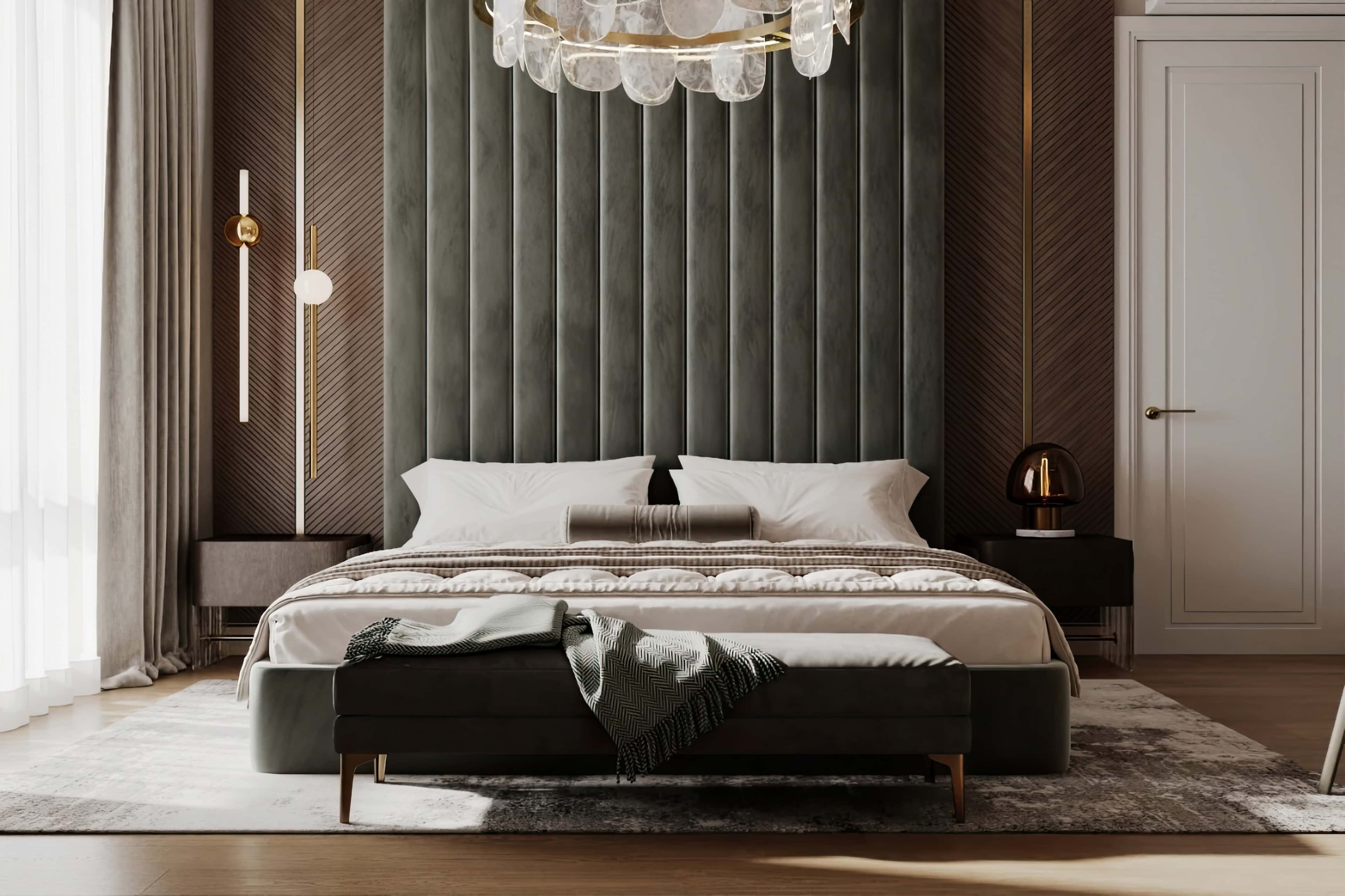 Оформление интерьера спальни. Фото № 80874.