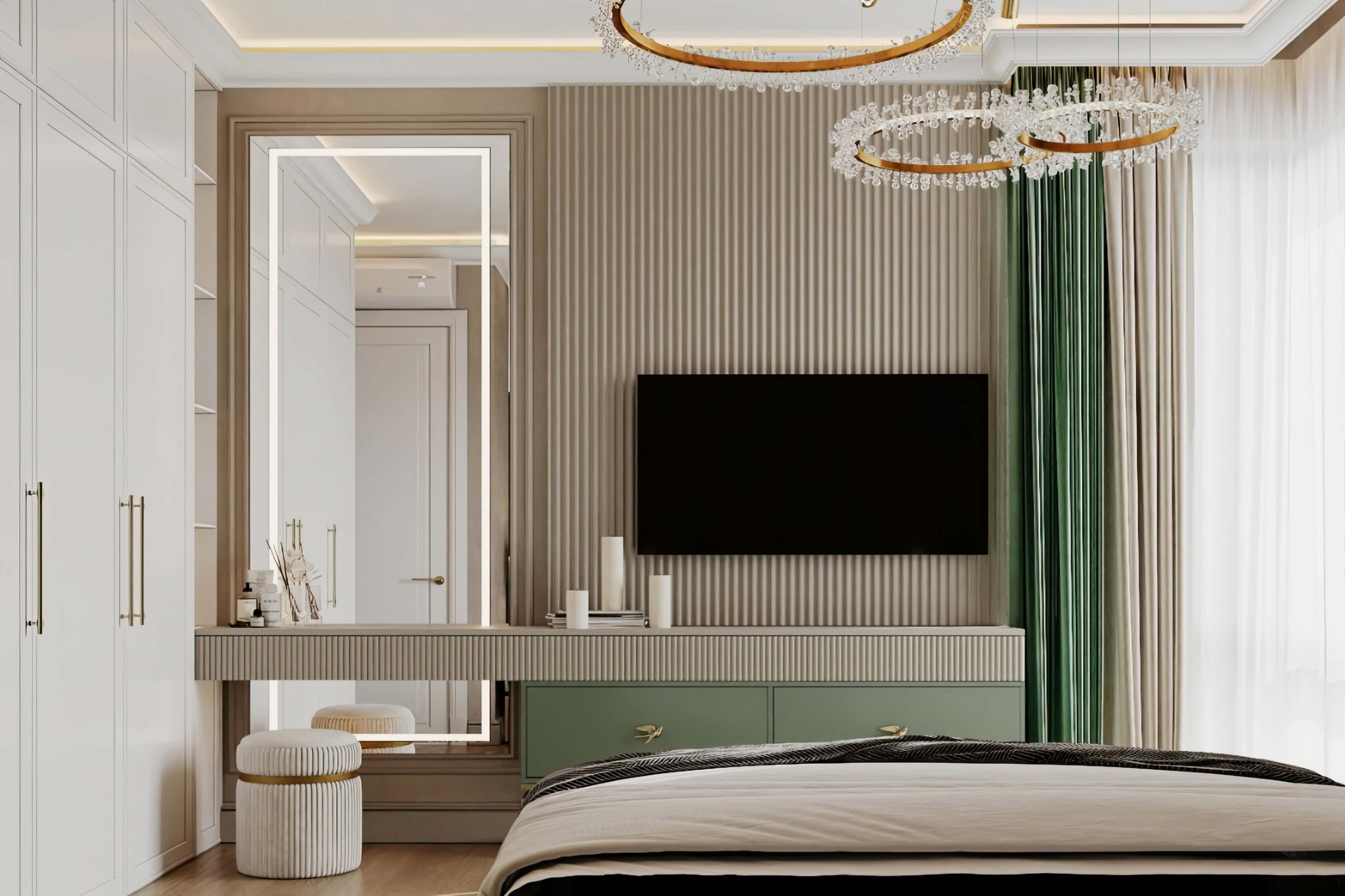 Оформление интерьера спальни. Фото № 80859.