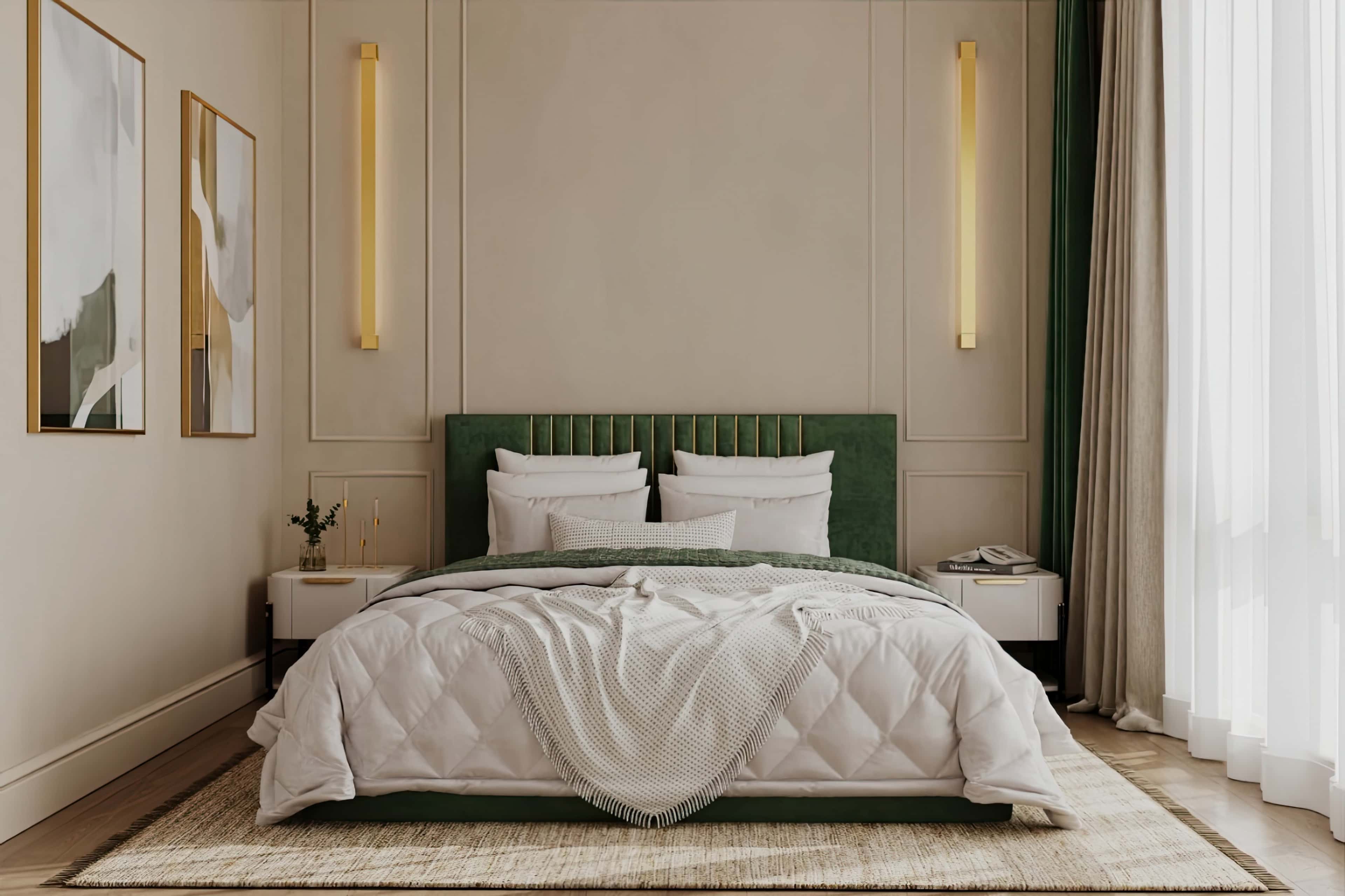 Оформление интерьера спальни. Фото № 80889.