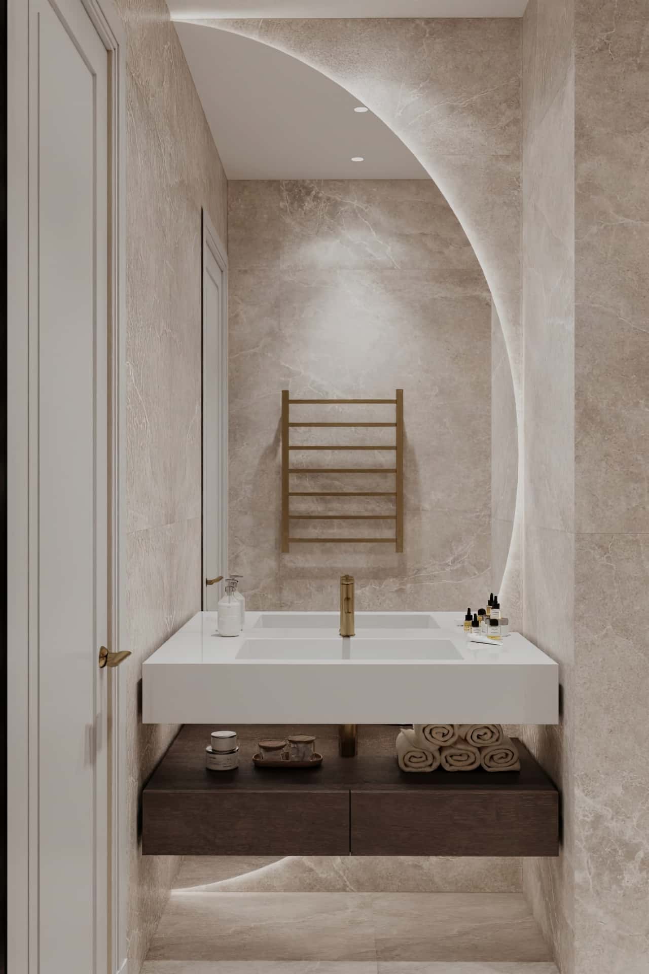 Дизайн и ремонт квартиры в ЖК Павелецкая сити — Современная роскошь, 111 м2. Гостевой санузел