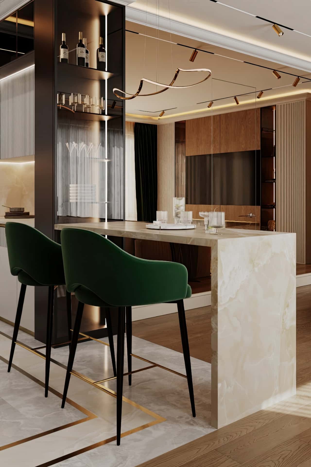 Дизайн и ремонт квартиры в ЖК Павелецкая сити — Современная роскошь, 111 м2. Кухня-столовая, фото 8