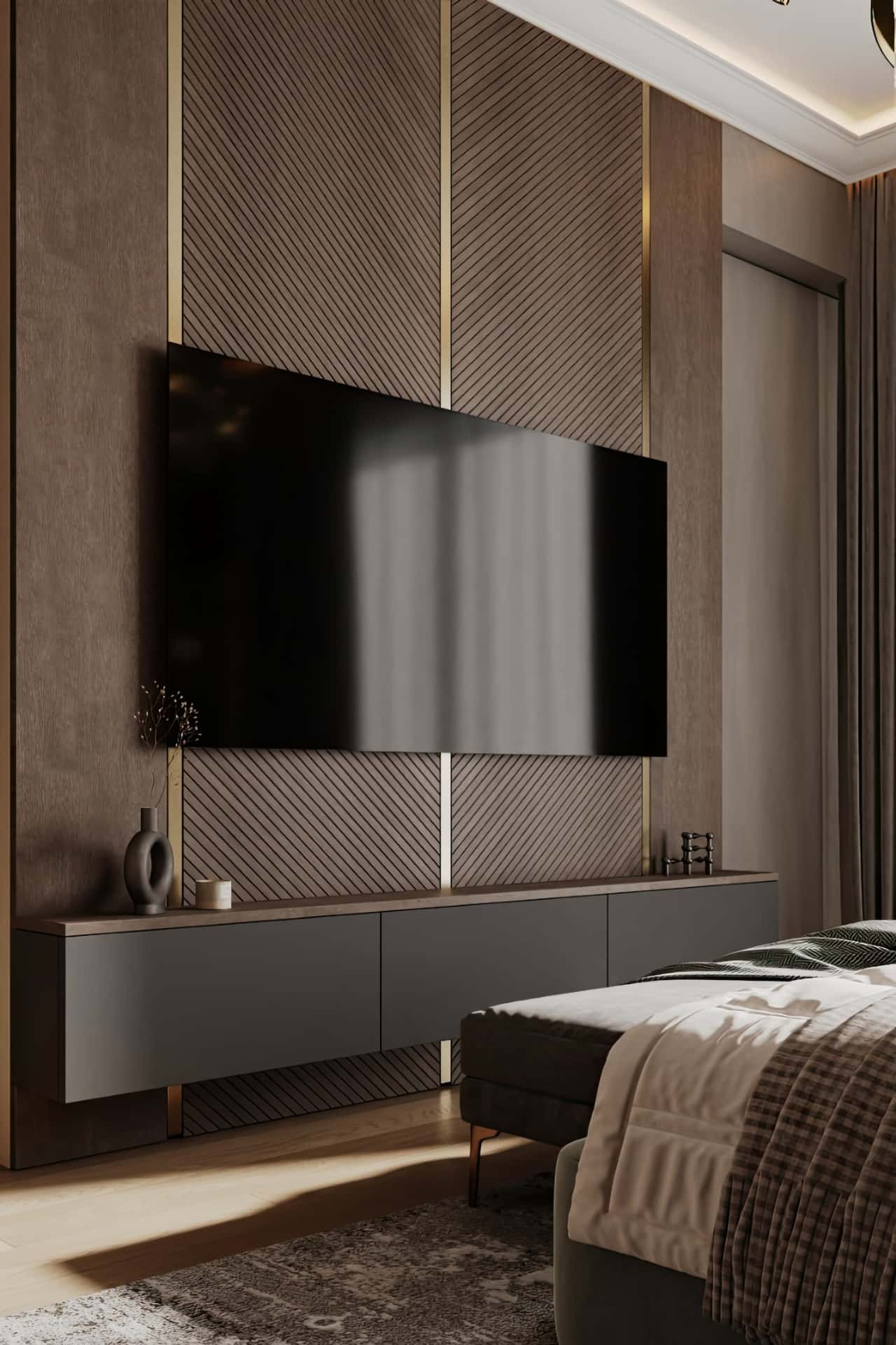 Дизайн и ремонт квартиры в ЖК Павелецкая сити — Современная роскошь, 111 м2. Мастер-спальня, фото 4