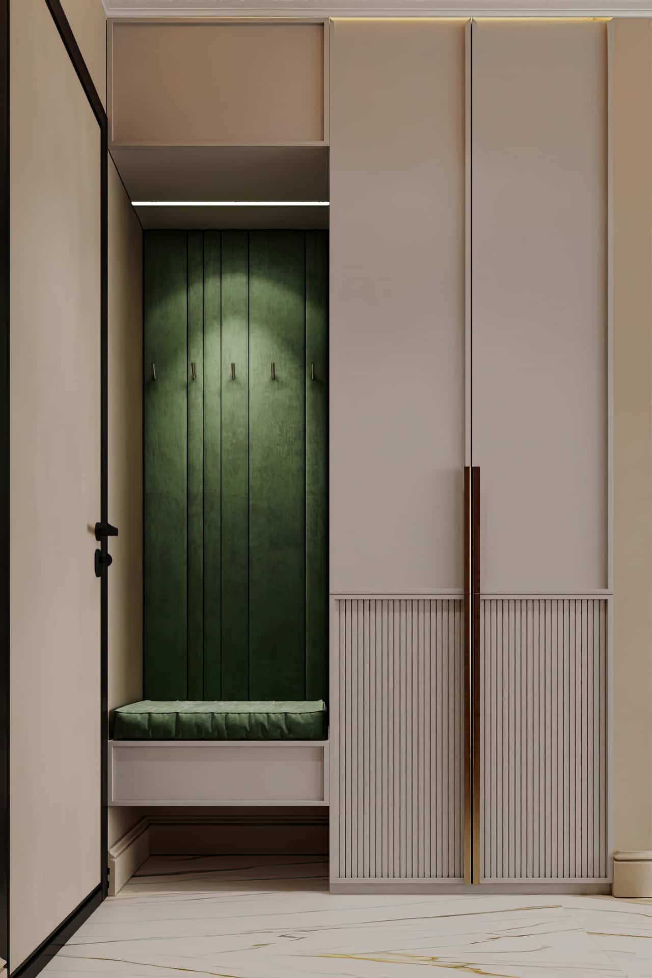 Дизайн и ремонт квартиры в ЖК Павелецкая сити — Современная роскошь, 111 м2. Прихожая и коридор