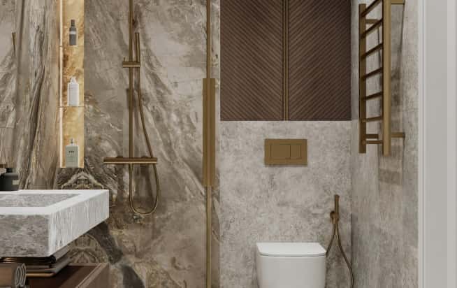 Дизайн и ремонт квартиры в ЖК Павелецкая сити в стиле современный. Мастер-санузел, фото 2