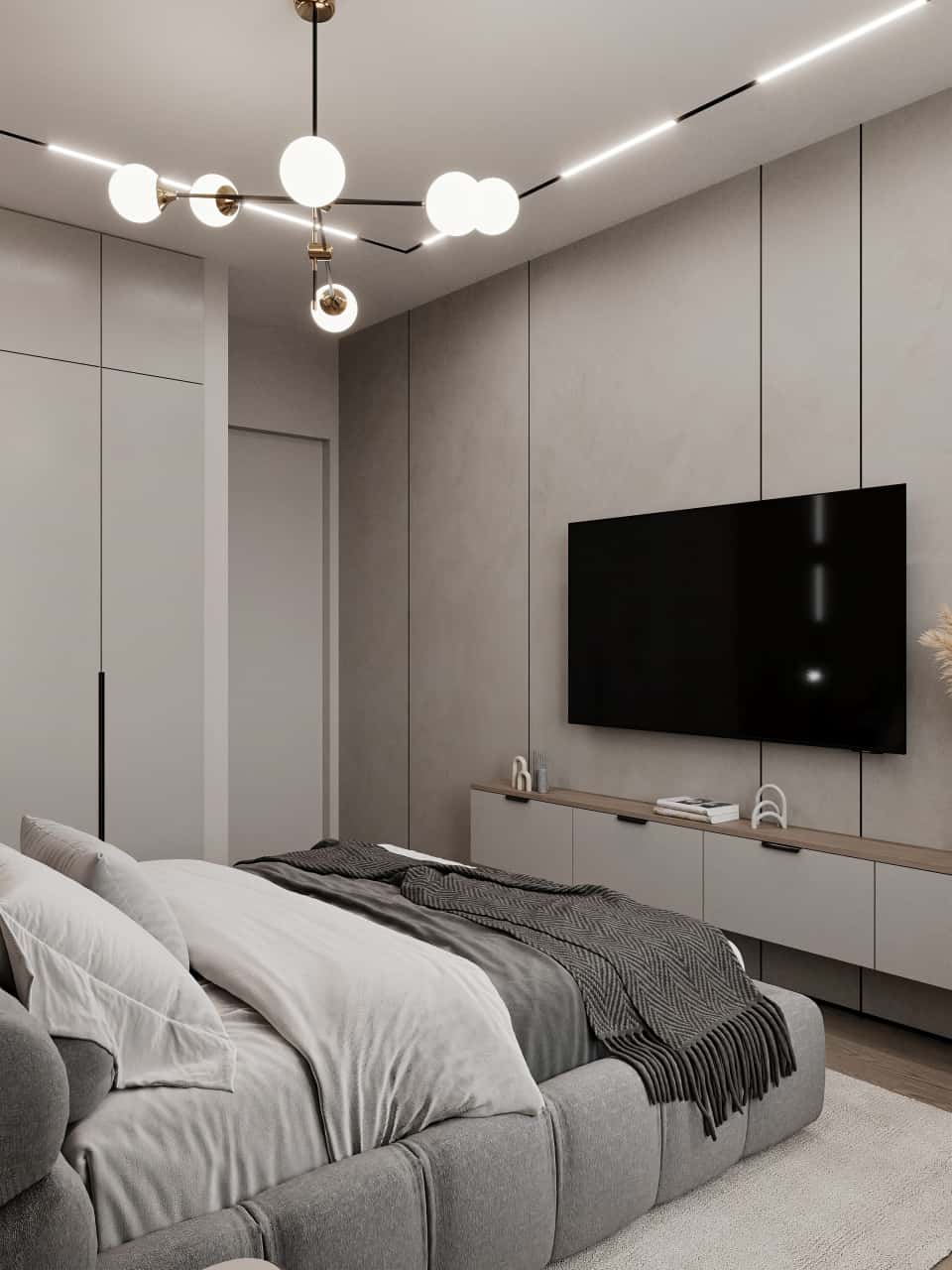 Спальня в оттенках серого