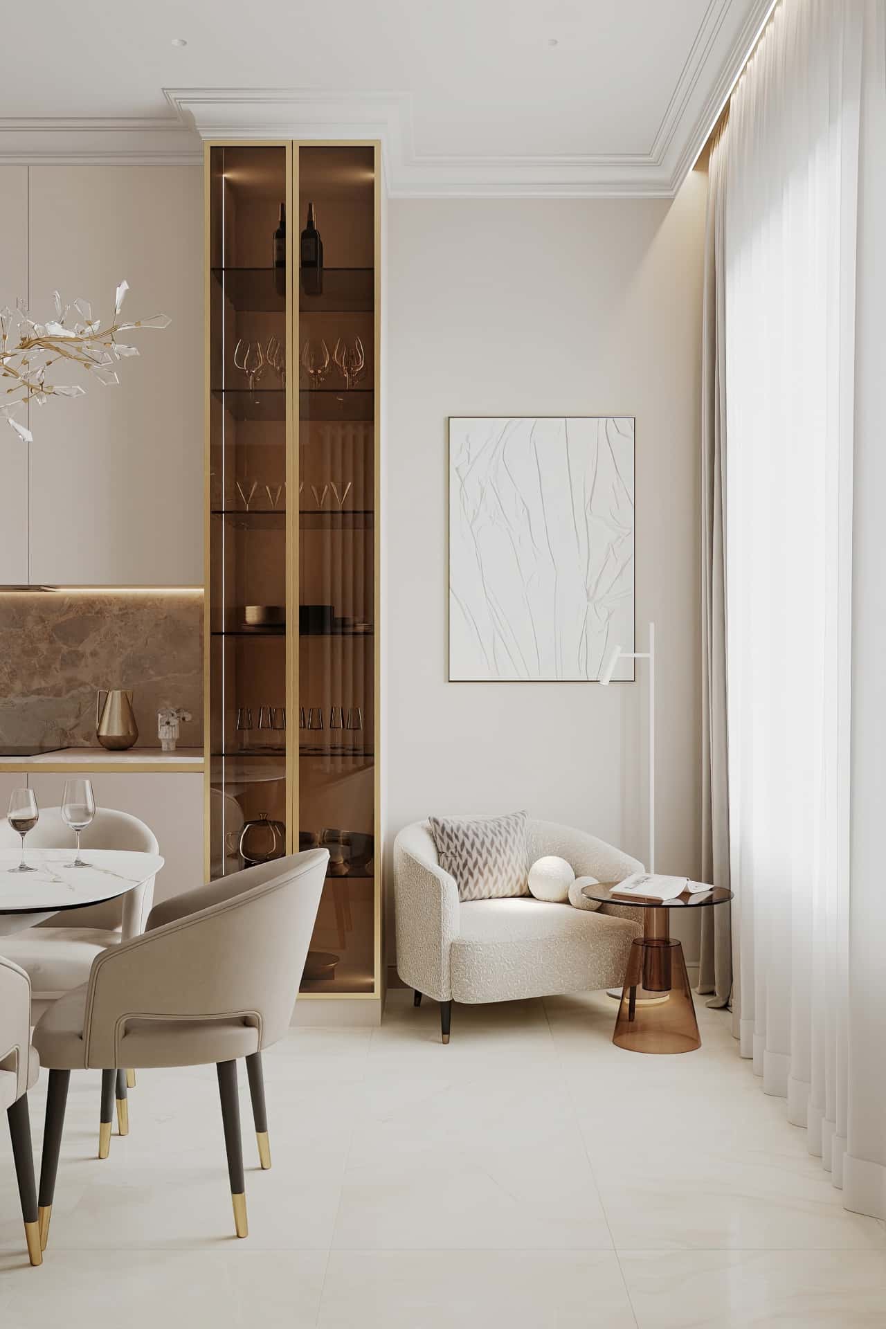 Дизайн и ремонт квартиры в ЖК Режиссёр — Богемная грация, 87 м2. Кухня-гостиная, фото 12