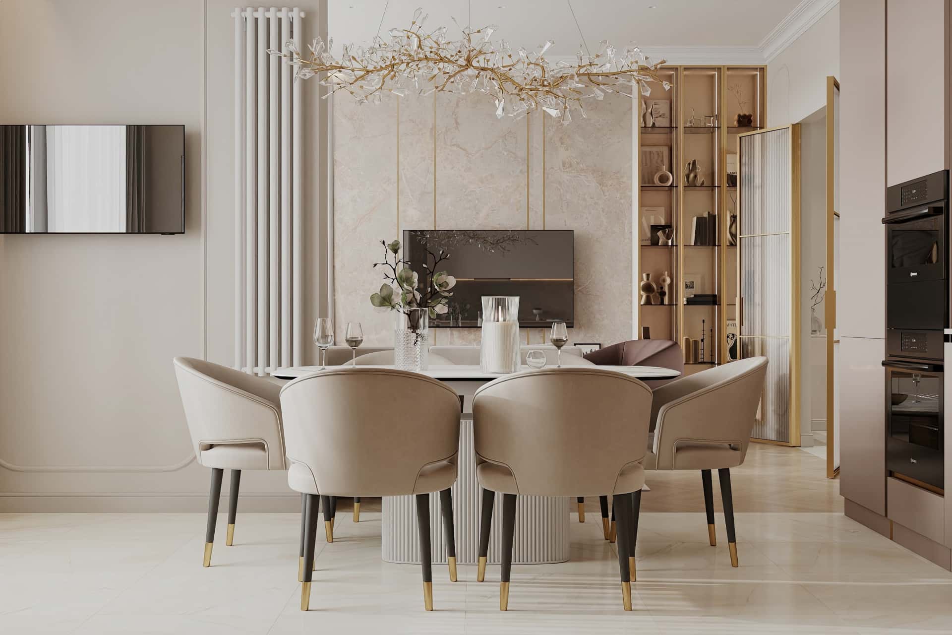 Дизайн и ремонт квартиры в ЖК Режиссёр — Богемная грация, 87 м2. Кухня-гостиная, фото 13