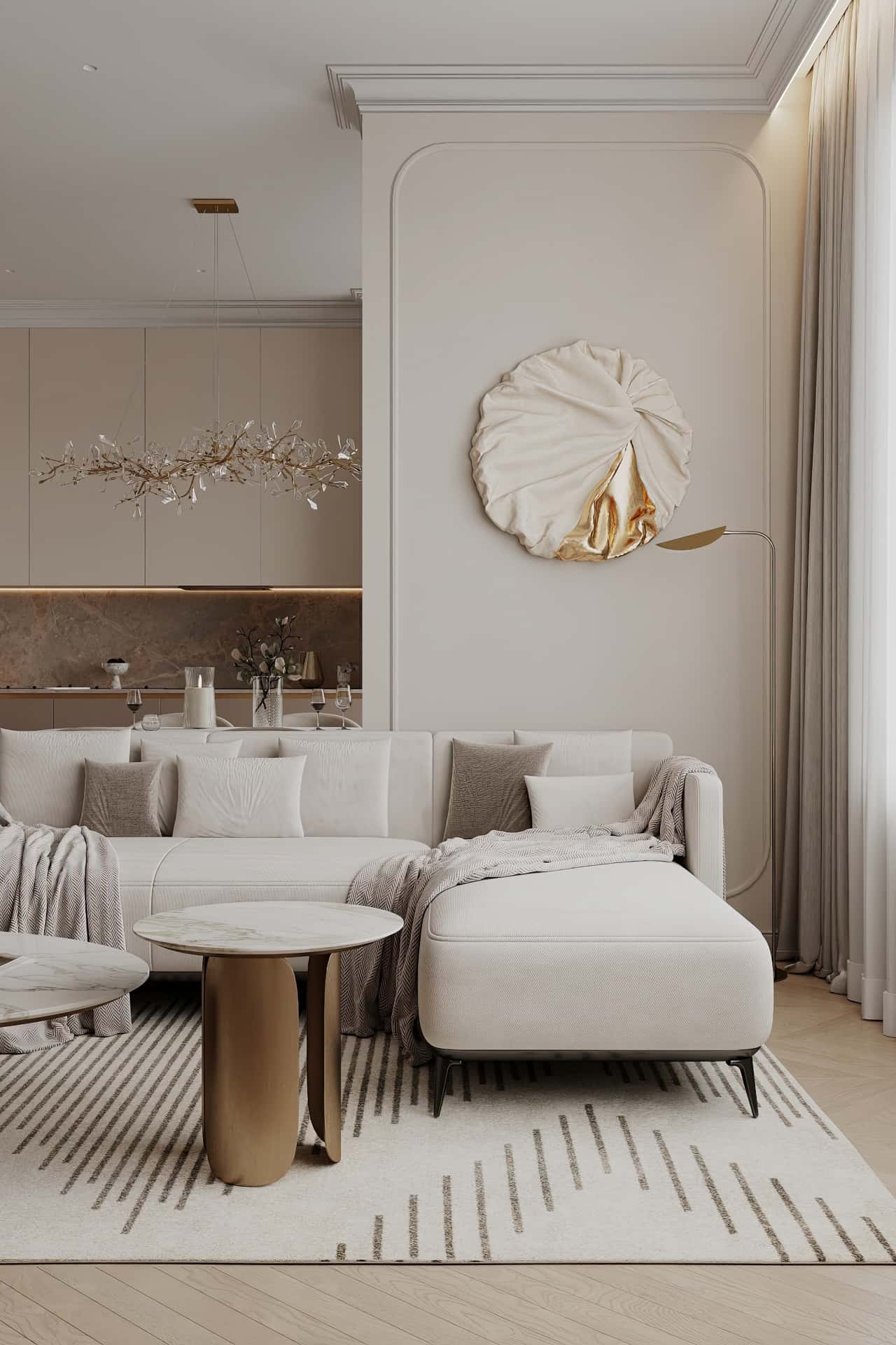 Дизайн и ремонт квартиры в ЖК Режиссёр — Богемная грация, 87 м2. Кухня-гостиная, фото 3